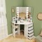 5 Drawers Corner Vanity Desk with LED Mirror and Charging Station Storage Shelves for Bedroom